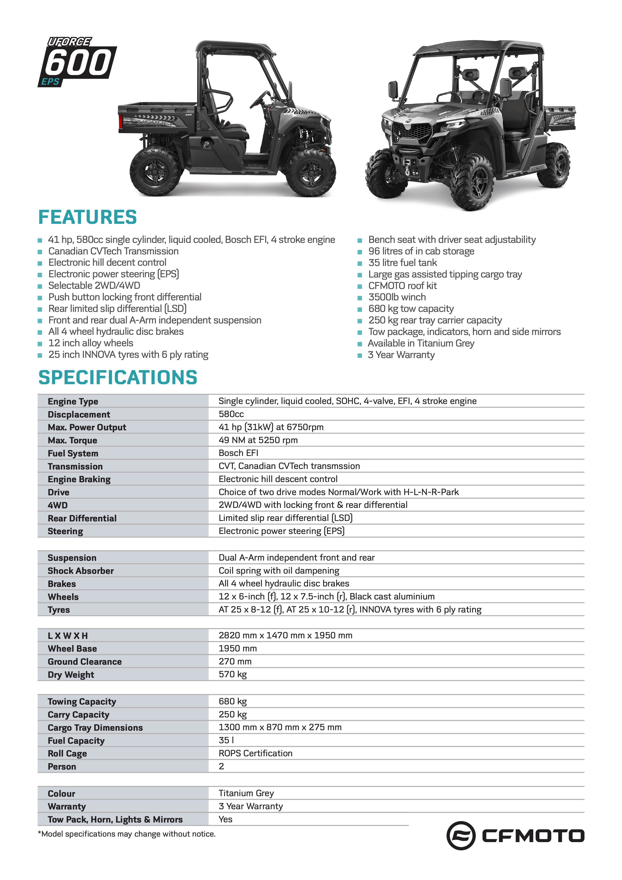 UFORCE-600-Specs